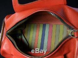 Vintage COACH 60's Bonnie Cashin Double Header Kiss Lock Red Leather Purse Bag