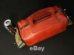 Vintage COACH 60's Bonnie Cashin Double Header Kiss Lock Red Leather Purse Bag