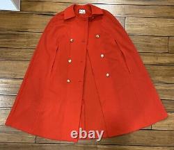 Vintage Cape Overcoat Red 60's Stoner Square Sleeveless Women Size 12 Style 8479