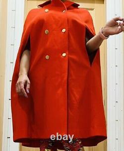 Vintage Cape Overcoat Red 60's Stoner Square Sleeveless Women Size 12 Style 8479