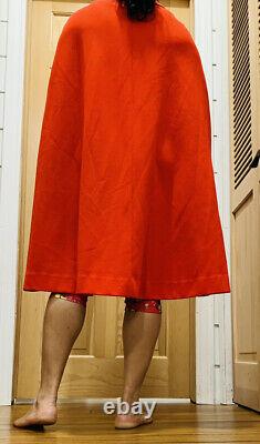 Vintage Cape Overcoat Red 60's Stoner Square Sleeveless Women Size 12 Style 8479