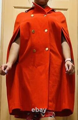 Vintage Cape Overcoat Red 60's Stoner Square Sleeveless Women Size 12 Style 8479