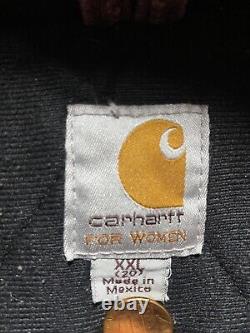 Vintage Carhartt Work Jacket Faded Red Hooded Quilt Lined Womens XXL
