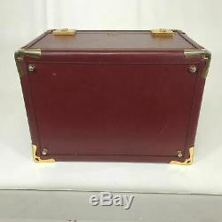 Vintage Cartier Bordeaux Leather Train Travel Bag Luggage Case