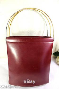Vintage Cartier Trinity Maroon Leather Tote Shoulder Handbag Hand Bag France