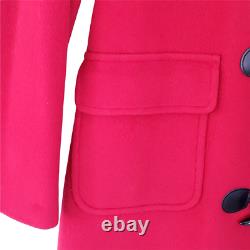 Vintage Casual Corner Women's L Red Wool Cashmere Coat Lined Toggles Pockets
