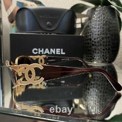 Vintage Chanel Sunglasses 4023 Gold Maroon Frames Eyeglasses VERY RARE