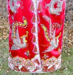 Vintage Chinese Fabulous Silk Beaded Phoenix Dragon Medium Vest NWT