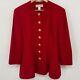 Vintage Christian Dior Blazer Jacket 14 Red 100% Worsted Wool Lined Usa Womens