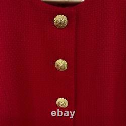 Vintage Christian Dior Blazer Jacket 14 Red 100% Worsted Wool Lined USA Womens