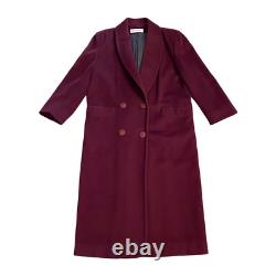 Vintage Christian Dior Burgundy Long Wool Coat Made in USA