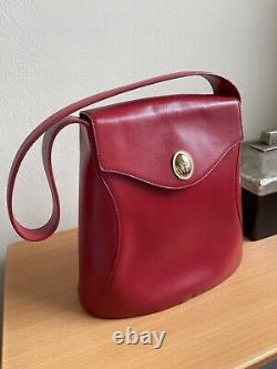 Vintage Christian Dior Leather Red Medium Shoulder Bag France