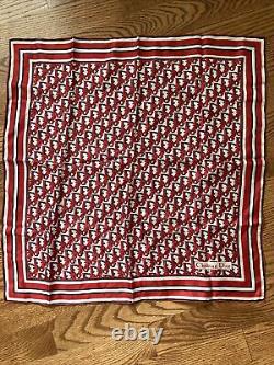 Vintage Christian Dior Silk Scarf Square Trotter Logo in Red