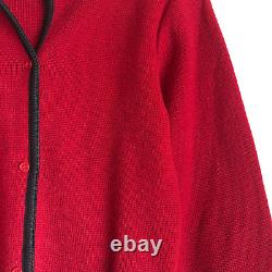 Vintage Christian Dior The Suit Women's 100% Wool Cardigan Sweater Size 8 Red