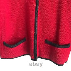 Vintage Christian Dior The Suit Women's 100% Wool Cardigan Sweater Size 8 Red