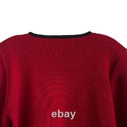 Vintage Christian Dior The Suit Women's 100% Wool Cardigan Sweater Size 8 Red