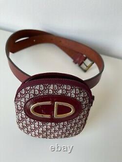 Vintage Christian Dior Trotter Waist Belt Bag Monogram Fanny Pack Burgundy Red