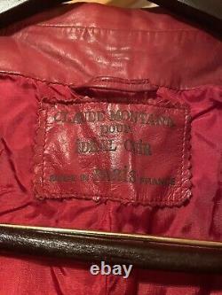 Vintage Claude Montana pour ideal cuir Made In Paris Red Lambskin Leather Blazer