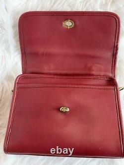 Vintage Coach Red Leather Court Bag Satchel 9870 Crossbody Euc
