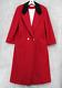 Vintage Coat Womens 14 Wool Long Double Breasted Retro Career Classic Lined Red