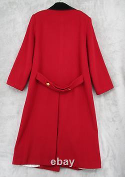 Vintage Coat Womens 14 Wool Long Double Breasted Retro Career Classic Lined Red