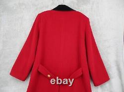 Vintage Coat Womens 14 Wool Long Double Breasted Retro Career Classic Lined Red