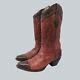 Vintage Corral Womens Red Brown Western Boots Sz 7.5 Snip Toe Block Heel