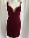 Vintage David Fielden Dress Red Velvet Beaded Bodycon Short Party Size 12