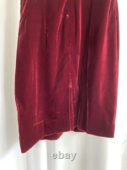 Vintage David Fielden Dress Red Velvet Beaded Bodycon Short Party size 12