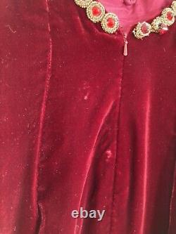 Vintage David Fielden Dress Red Velvet Beaded Bodycon Short Party size 12