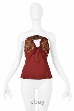 Vintage Dior Red Sequin Top With Leather Belt Strap 2002