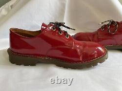 Vintage Dr. Martens Womens Patent Leather Red Lace Up Shoes Size 5 Rainbow Stich