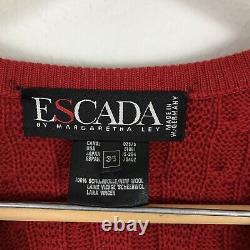 Vintage ESCADA womens 36 Large Cardigan Sweater Red