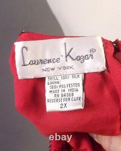 Vintage EUC Laurence Kazar Solid Red Dense Sequin Silk Evening Dress FLAPPER 2X
