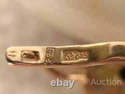 Vintage Earrings Gold 583 14K Sapphire Ukriane Women's Jewelry Old Soviet 3.61gr