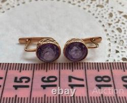 Vintage Earrings Gold 583 14K Soviet Alexandrite Womens Jewelry Russian 4.15 gr