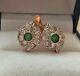 Vintage Earrings White Red Gold 585 14k Emerald Cubic Zirconias Womens Jewelry