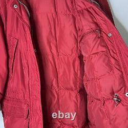 Vintage Eddie Bauer Goose Down Puffer Coat Jacket Sz M Red Hooded Dry Cleaned