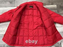 Vintage Eddie Bauer Red Canvas Down Fill Puffer Jacket Womens M Toggle Snaps