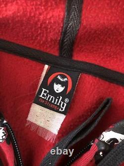 Vintage Emily The Strange Y2K Red Cats Skulls Grunge Hot Topic Punk Hoodie L/XL