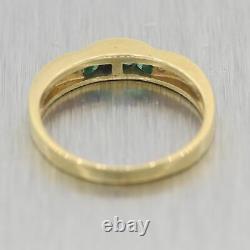Vintage Estate 18k Yellow Gold 0.20ctw Emerald & Diamond Wedding Band Ring
