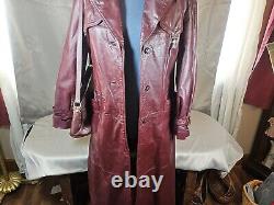 Vintage Etienne Aigner Womens Size 10 Oxblood Red Leather Trench Coat Tie & Bag