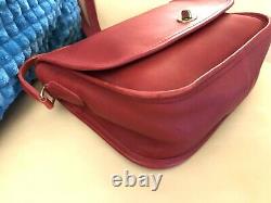 Vintage Excellent Coach Turnlock Red All Leather Crossbody Bag Purse US 002-2932
