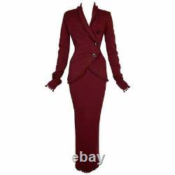 Vintage F/W 1999 Christian Dior John Galliano Red Knit Pom Cardigan & Skirt Set