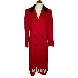 Vintage Fashion By Jill Wool Long Coat Red Double-Breasted Union Made USA Size