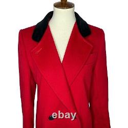 Vintage Fashion By Jill Wool Long Coat Red Double-Breasted Union Made USA Size