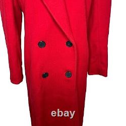 Vintage Fashion By Jill Wool Long Coat Red Double-Breasted Union Made USA Size