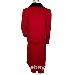 Vintage Fashion By Jill Wool Long Coat Red Double-Breasted Union Made USA Size