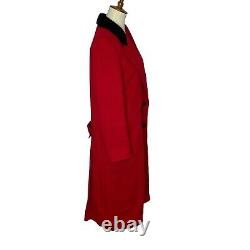 Vintage Fashion By Jill Wool Long Coat Red Double-Breasted Union Made USA Size