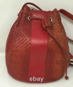 Vintage Fendi Red Woven Leather Bucket Bag